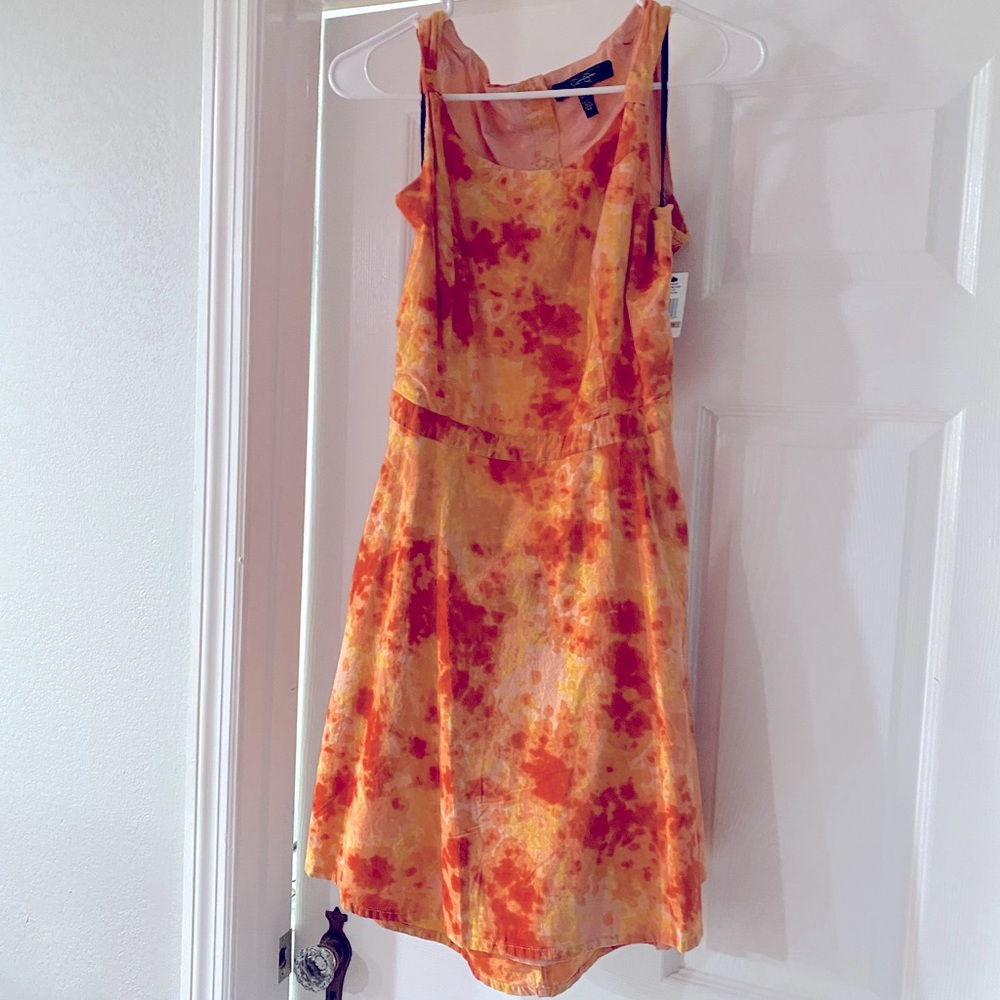 New Jessica Simpson Orange tiedye open back mini dress